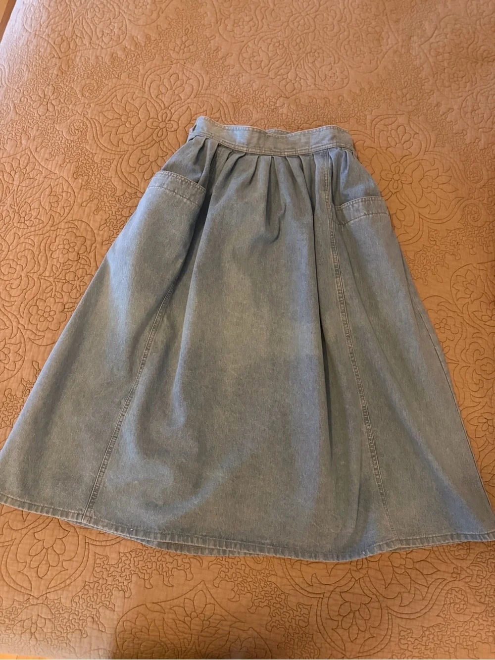 VTG 80s 90s LizWear Denim High Waist Full Pleated Skirt Cottagecore Prairie, M - Picture 7 of 15